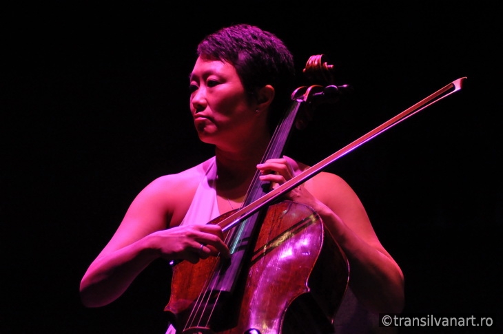 Cello player performs live on the stage