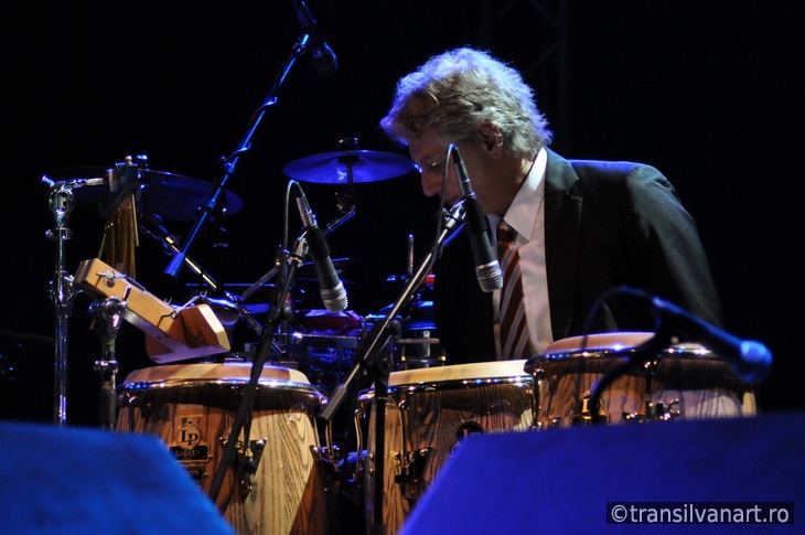 Drummer performs live on the stage