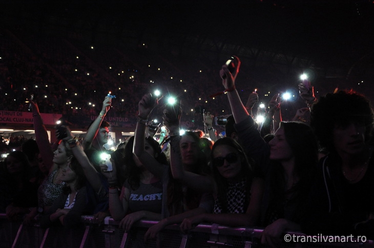 Party people in the golden circle at a concert