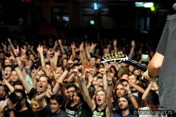 Headbanging crowd at a rock concert