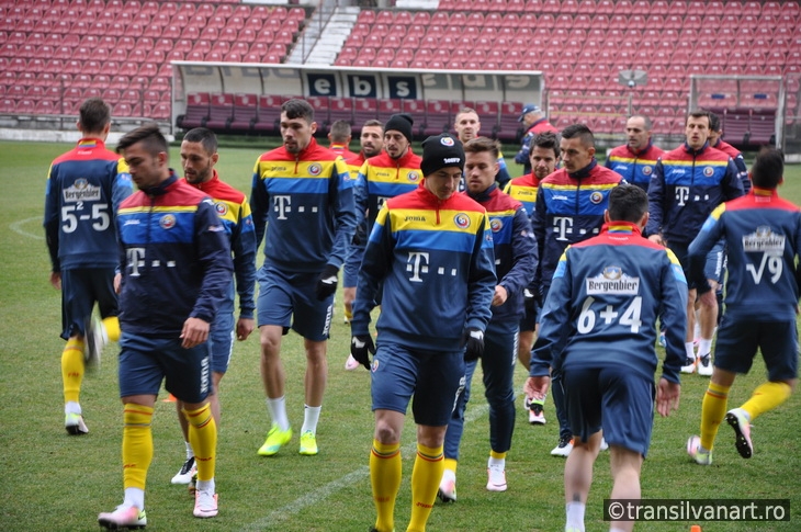 National Football Team of Romania during a training session agai
