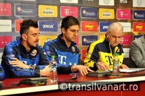 The coach and players of Romania's National Football Team during