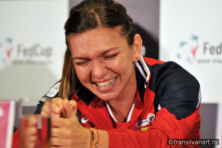 Romanian tennis player Simona Halep during a press conference