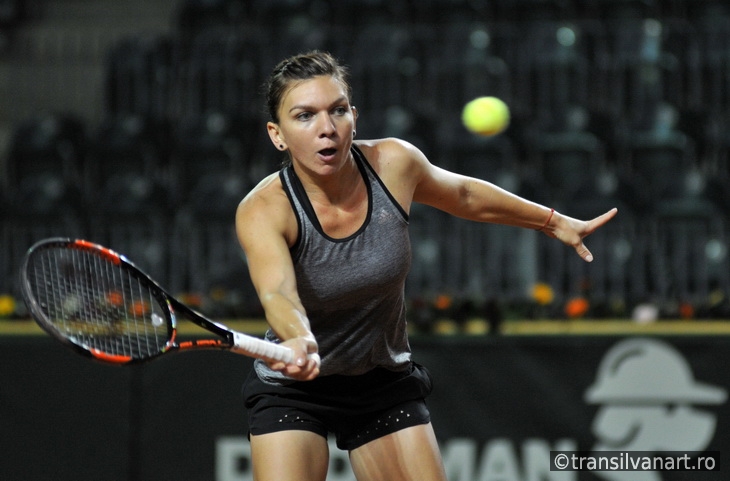 Tennis player Simona Halep training before a match