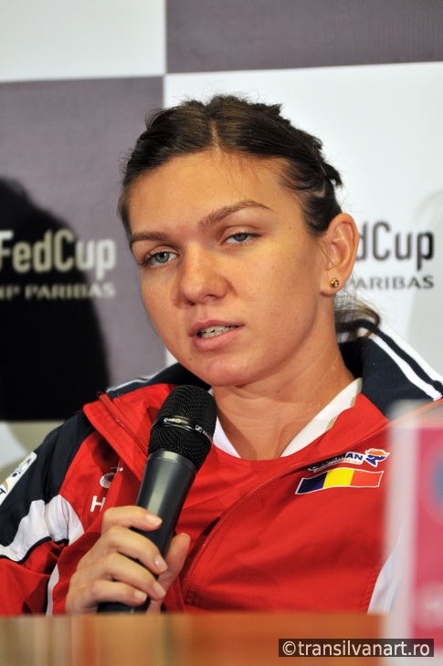 Romanian tennis player Simona Halep during a press conference