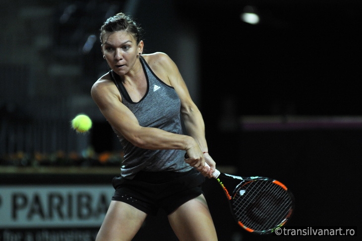 Tennis player Simona Halep training before a match