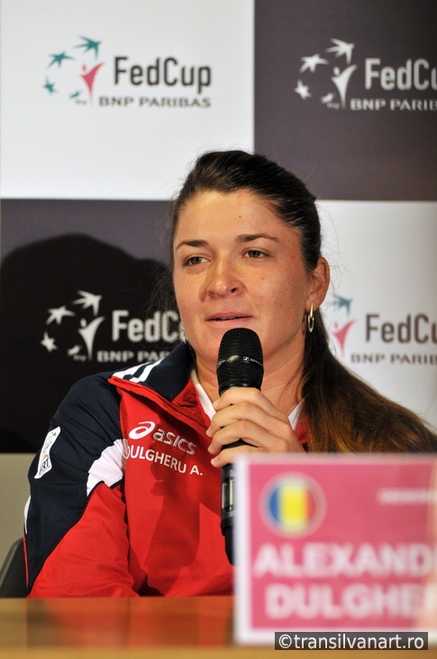 Romanian tennis player Alexandra Dulgheru during a press confere