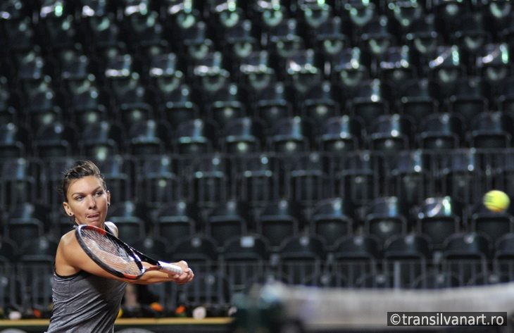 Tennis player Simona Halep training before a match