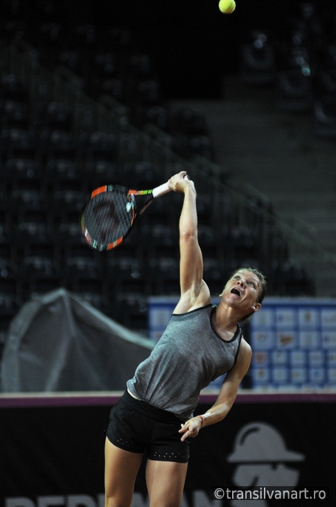 Tennis player Simona Halep training before a match