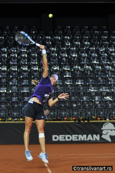 Tennis player Alexandra Dulgheru training before a match