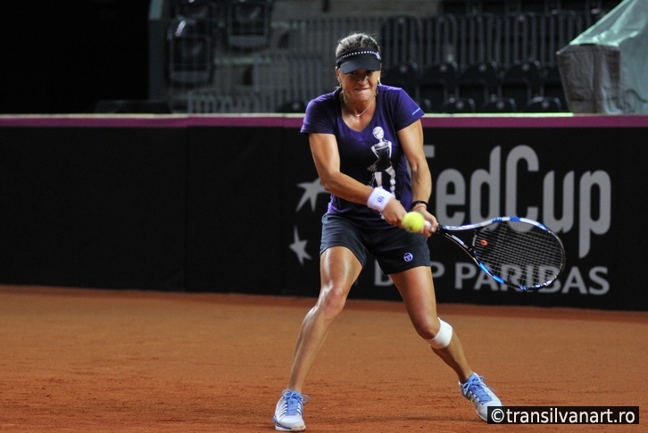 Tennis player Alexandra Dulgheru training before a match